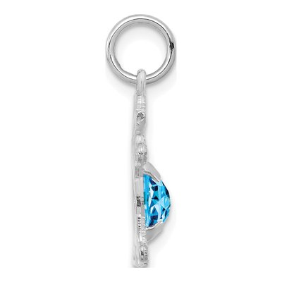 14K White Gold Sky Blue Topaz Girl Pendant – view 3