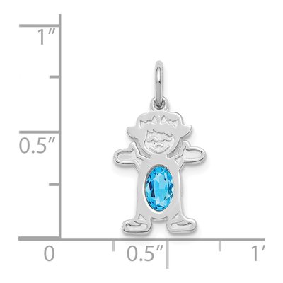 14K White Gold Sky Blue Topaz Girl Pendant – view 4