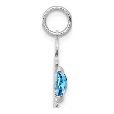 14K White Gold Sky Blue Topaz Boy December Birthstone Pendant – view 3