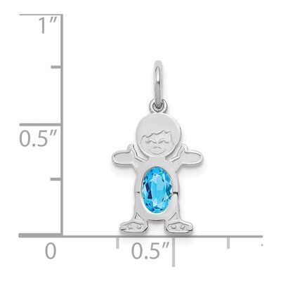 14K White Gold Sky Blue Topaz Boy December Birthstone Pendant – view 4