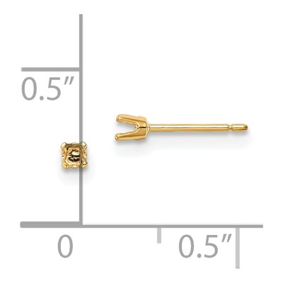 14K Yellow Gold Round Stud Earring Mounting – view 3