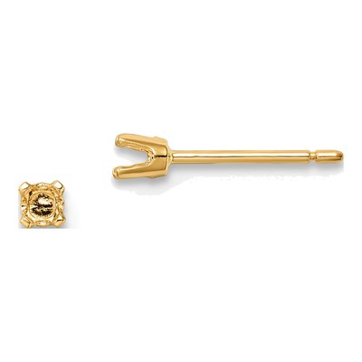 14K Yellow Gold Round Stud Earring Mounting