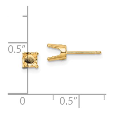 14K Yellow Gold Round Stud Earring Mounting – view 3