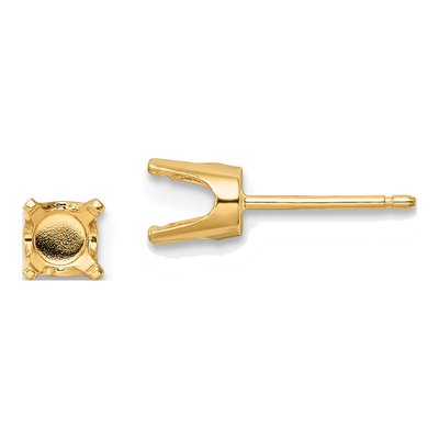 14K Yellow Gold Round Stud Earring Mounting