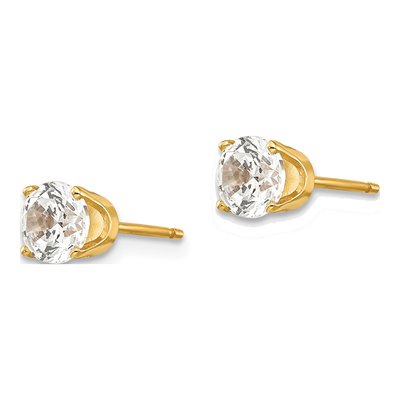14K Yellow Gold 5mm CZ Round Stud Earrings – view 4