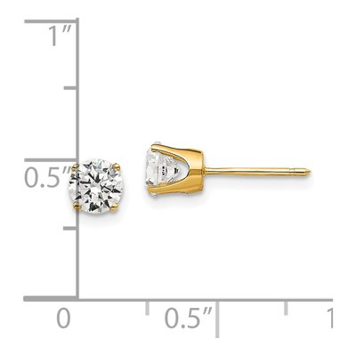 14K Yellow Gold 5mm CZ Round Stud Earrings – view 6
