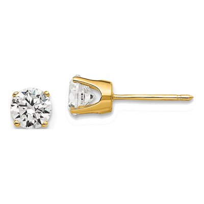 14K Yellow Gold 5mm CZ Round Stud Earrings