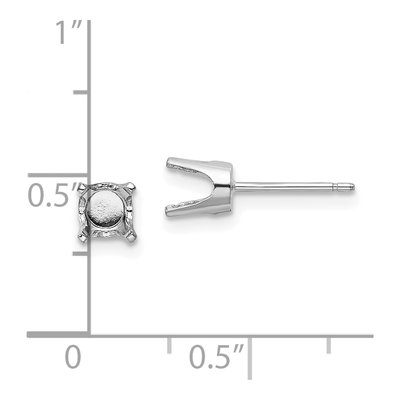 14K White Gold Round Stud Earring Mounting – view 3