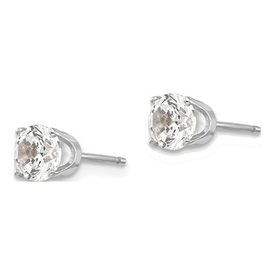 14K White Gold 5mm CZ Round Stud Earrings – view 4