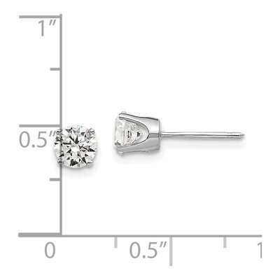 14K White Gold 5mm CZ Round Stud Earrings – view 6