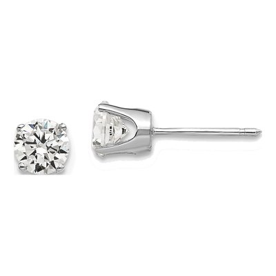 14K White Gold 5mm CZ Round Stud Earrings