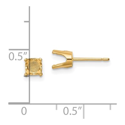 14K Yellow Gold Round Stud Earring Mounting – view 3