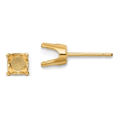 14K Yellow Gold Round Stud Earring Mounting