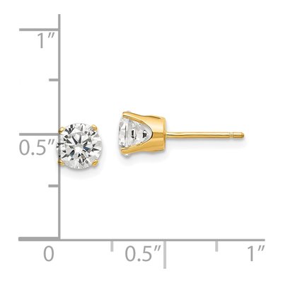 14K Yellow Gold 5.5mm CZ Round Stud Earrings – view 5