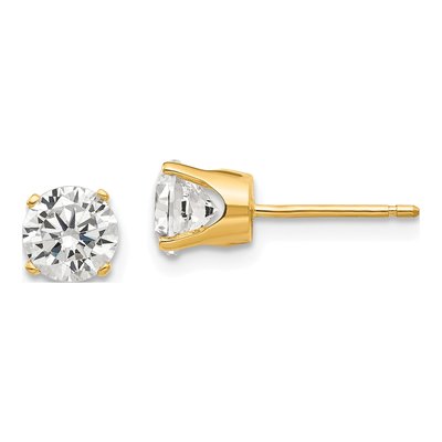 14K Yellow Gold 5.5mm CZ Round Stud Earrings