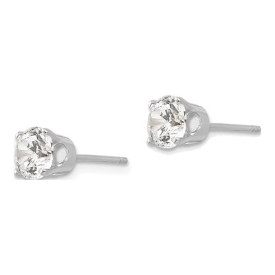14K White Gold 5.5mm CZ Round Stud Earrings – view 3