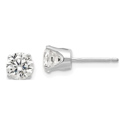 14K White Gold 5.5mm CZ Round Stud Earrings
