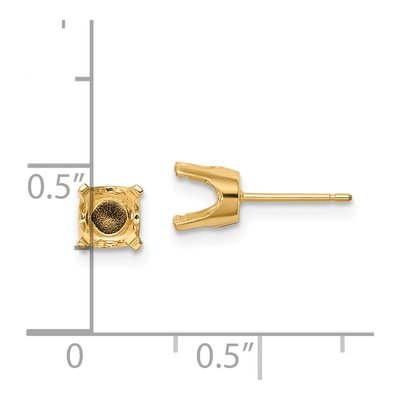 14K Yellow Gold Round Stud Earring Mounting – view 3