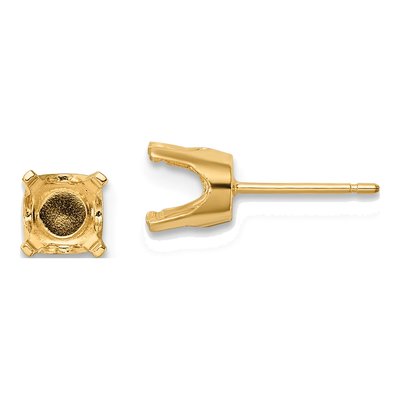 14K Yellow Gold Round Stud Earring Mounting