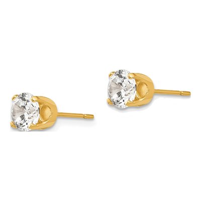 14K Yellow Gold 5.75mm CZ Round Stud Earrings – view 4
