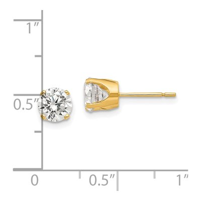 14K Yellow Gold 5.75mm CZ Round Stud Earrings – view 6