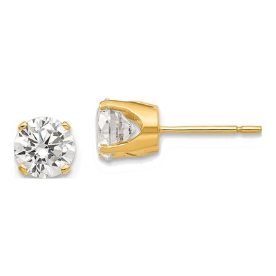 14K Yellow Gold 5.75mm CZ Round Stud Earrings