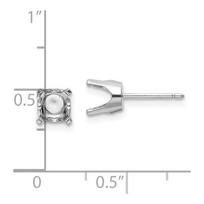 14K White Gold Round Stud Earring Mounting – view 3