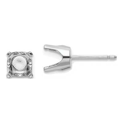 14K White Gold Round Stud Earring Mounting