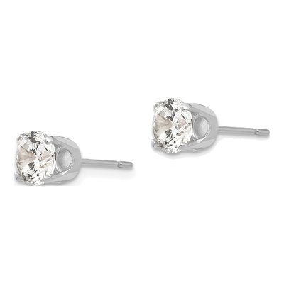 14K White Gold 5.75mm Round CZ Stud Earrings – view 4