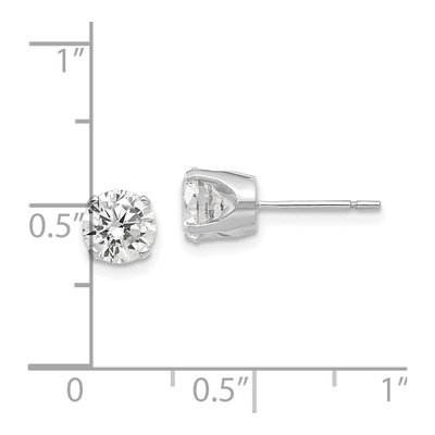 14K White Gold 5.75mm Round CZ Stud Earrings – view 6