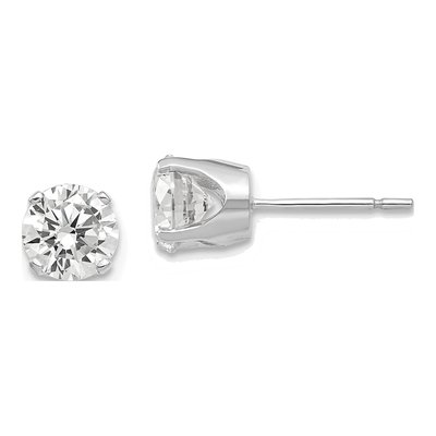 14K White Gold 5.75mm Round CZ Stud Earrings