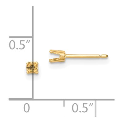 14K Yellow Gold Round Stud Earring Mounting – view 3