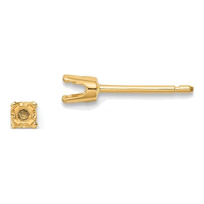 14K Yellow Gold Round Stud Earring Mounting