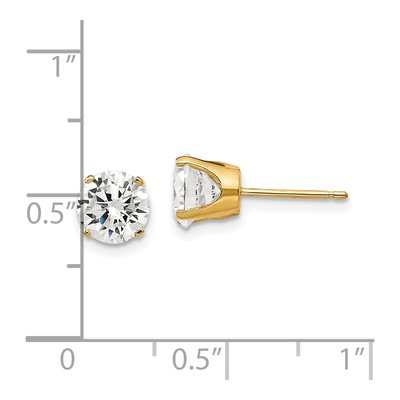 14K Yellow Gold 6.5mm CZ Round Stud Earrings – view 5