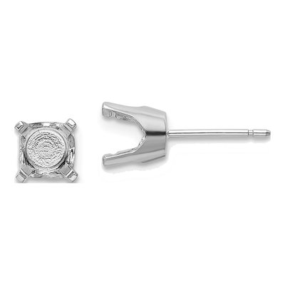 14K White Gold Round Stud Earring Mounting