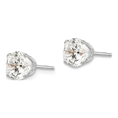 14K White Gold 6.5mm CZ Round Stud Earrings – view 3