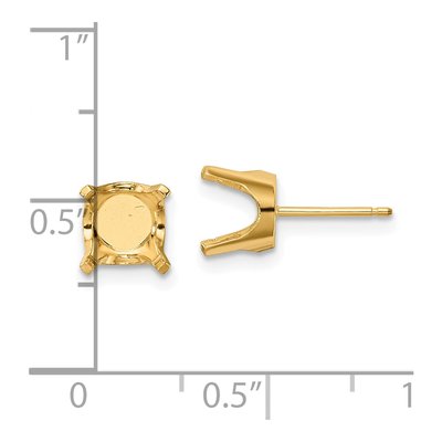 14K Yellow Gold Round Stud Earring Mounting – view 3