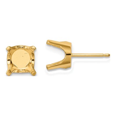 14K Yellow Gold Round Stud Earring Mounting