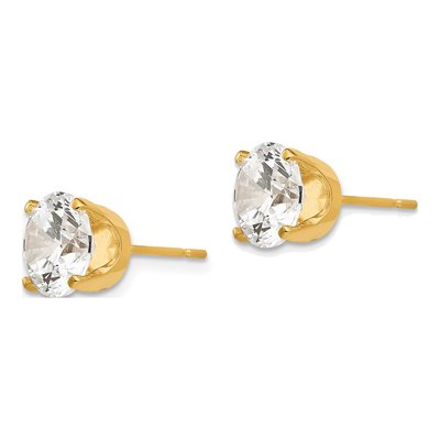 14K Yellow Gold 8mm CZ Round Stud Earrings – view 3