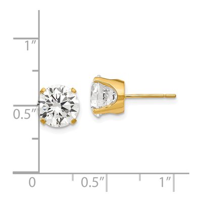 14K Yellow Gold 8mm CZ Round Stud Earrings – view 5