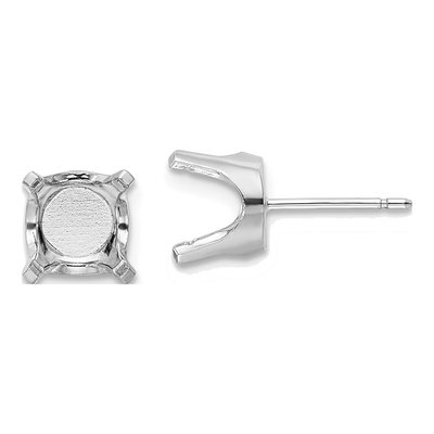 14K White Gold Round Stud Earring Mounting