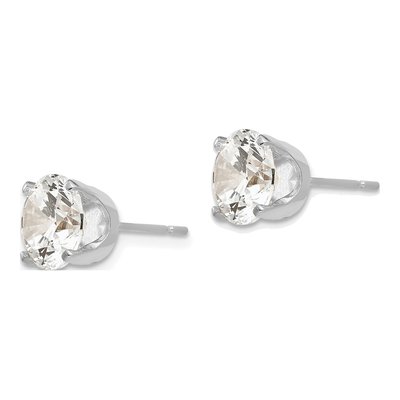 14K White Gold 8mm CZ Round Stud Earrings – view 3