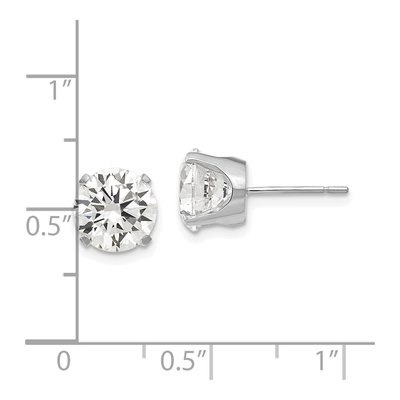 14K White Gold 8mm CZ Round Stud Earrings – view 5