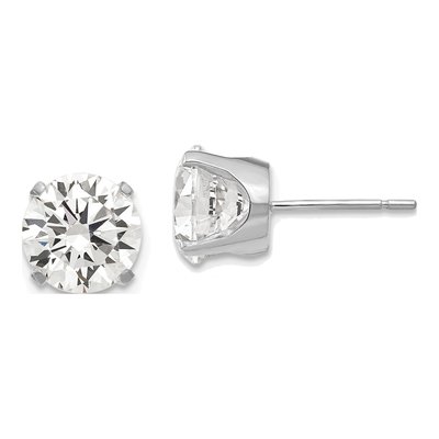 14K White Gold 8mm CZ Round Stud Earrings