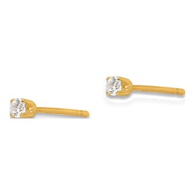 14K Yellow Gold 2.25mm CZ Round Stud Earrings – view 3
