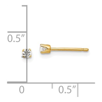 14K Yellow Gold 2.25mm CZ Round Stud Earrings – view 5