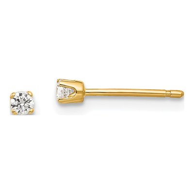 14K Yellow Gold 2.25mm CZ Round Stud Earrings