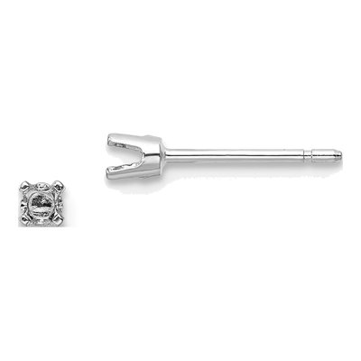 14K White Gold Round Stud Earring Mounting