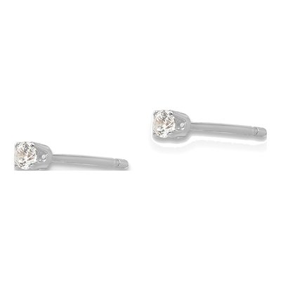 14K White Gold 2.25mm Round CZ Stud Earrings – view 3
