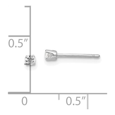 14K White Gold 2.25mm Round CZ Stud Earrings – view 5